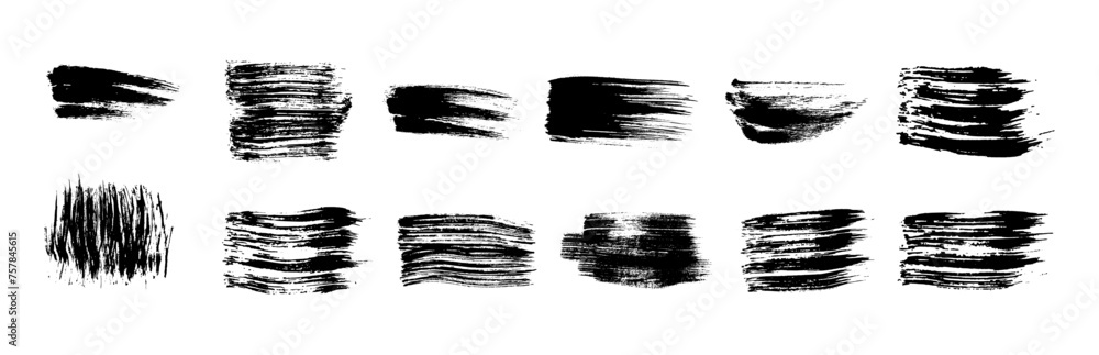 Set of black grunge brush strokes Set of black grunge brush strokes