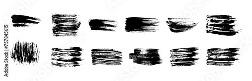 Set of black grunge brush strokes