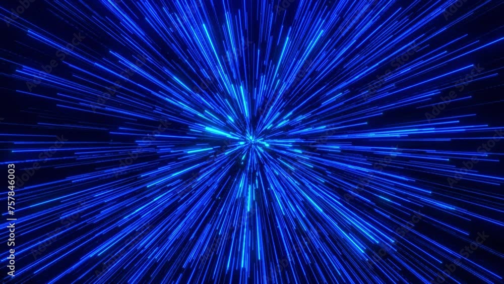 Hyperspace jump through the stars into space. speed of light, animation. Abstract particle lines or neon stripes. tunnel with wormhole in space. 3D, 4K. looping animation Hyperspace jump through the stars into space. speed of light, animation. Abstract particle lines or neon stripes. tunnel with wormhole in space. 3D, 4K. looping animation