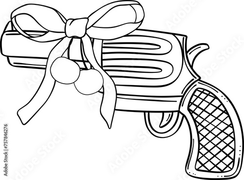 Coquette cowgirl outline gun  