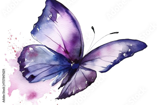 Obraz na płótnie white watercolor isolated background painting butterfly purple w salonie