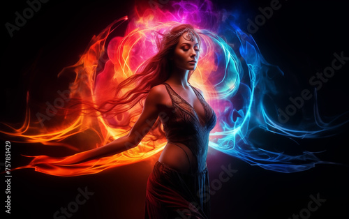 magic woman and cosmic dragon