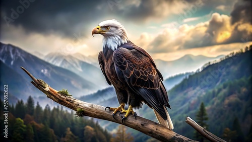 Generative ai. A regal eagle perched on a branch, surveying its territory