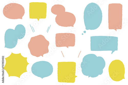 手書き風でベタ塗りの吹き出しセット