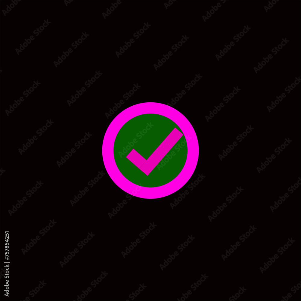 Check icon, Glowing sign logo vector, background illustration. Check icon, Glowing sign logo vector, background illustration.