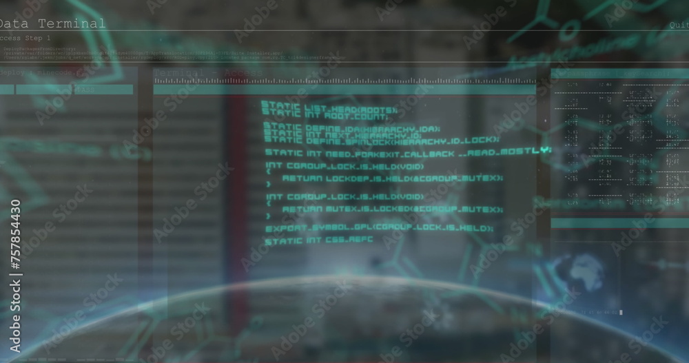 Image of data processing over men using computer Image of data processing over men using computer