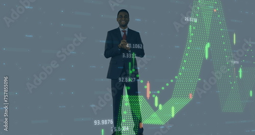 Image of financial data over african american businessman © vectorfusionart