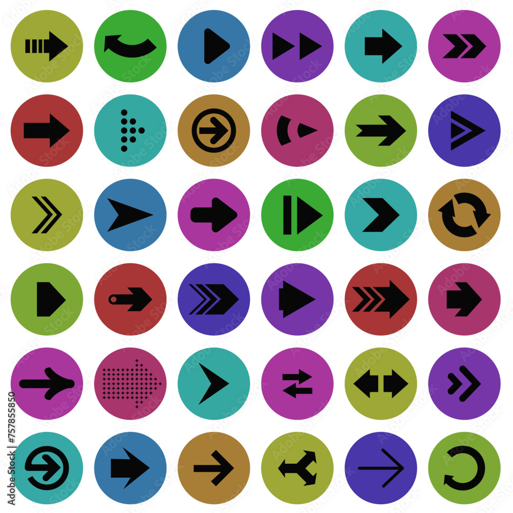 Set of icons with arrows. Simple arrow icon. Modern arrows in a circle. Set of arrows. Set of icons with arrows. Simple arrow icon. Modern arrows in a circle. Set of arrows.