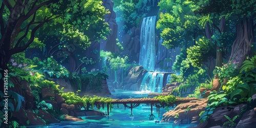 concept art of an enchanted forest with vibrant colors