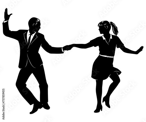 Swing Dancers Pair. Vector cliparts isolated on white.