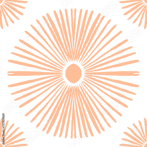 Peachy Sunburst Delight Seamless pattern