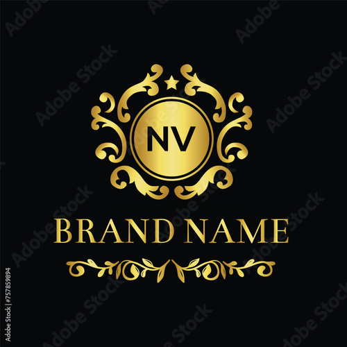 Abstract letter NV logo design template for company