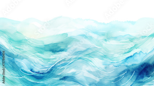Watercolor water waves blue  turquoise  ocean  sea wave  background  wallpaper  generative AI