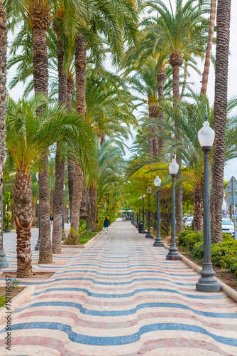 Main street by the sea in Alicante, promenade, street with palm trees by the sea - Esplanada © johnkruger1