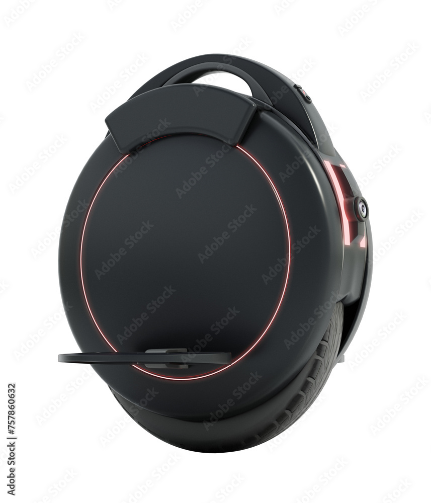 Monowheel electric scooter isolated on transparent background. 3D illustration Monowheel electric scooter isolated on transparent background. 3D illustration