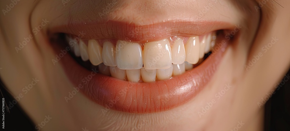 Obraz premium Close-up of a smile with perfect teeth. generative ai