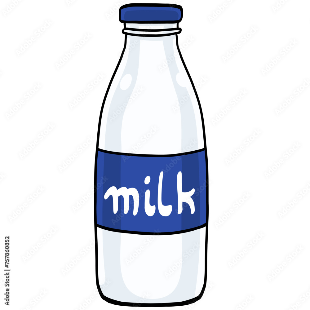 Milk Bottle Traditional Glass Vector Illustration Milk Bottle Traditional Glass Vector Illustration