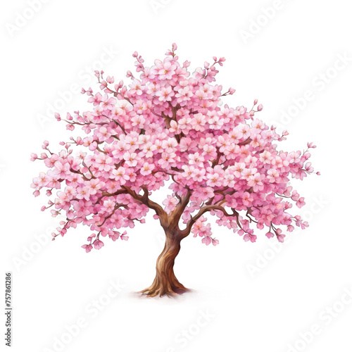 Cherry blossom tree watercolor illustration clipart, minimal tree, pink tree, isolated on white background, nature © Watercolor Resources