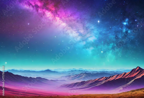 Galactic Gradient Landscape, Landscape, Galactic, Space, Universe, Cosmos, Gradient, Stars, Nebula, Astronomy, Outer Space, Fantasy, Sci-Fi, Astral, Sky, AI Generated