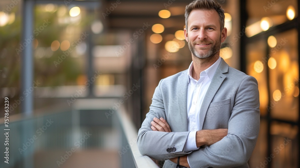 Obraz premium Australian Businessman in Plain Background, Portrait, Australian, businessman, plain background