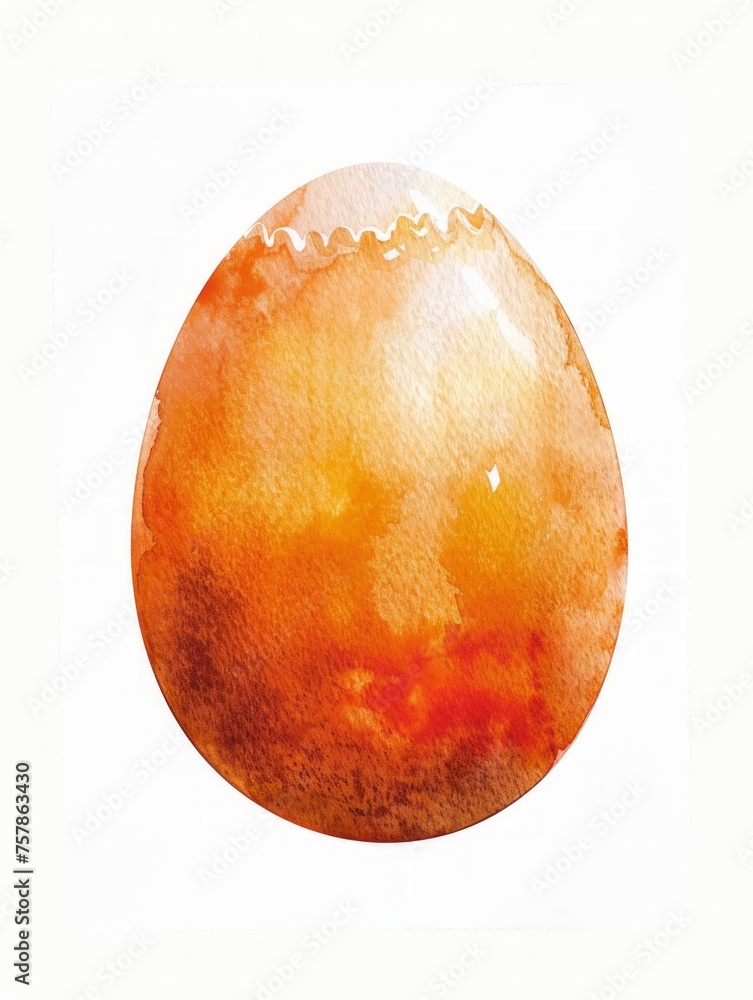 Fototapeta premium Hand-Painted Easter Egg with Orange Watercolor Design Generative AI