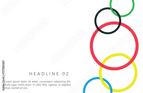 Colored rings on a white background. Abstract bright background for design. olympic color.
