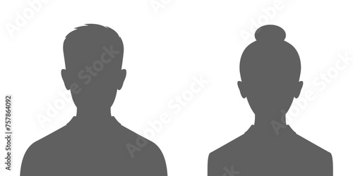 Avatars of a man and a woman. Silhouettes male and female. Profiles of abstract people. Unknown or anonymous persons. Vector illustration photo