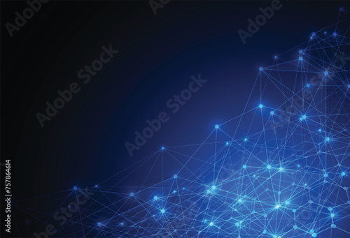 Abstract concept of network technology. Lines and dots connection background. Geometric design. Vector illustration