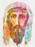 Watercolor Representation of the Holy Shroud Showcasing Jesus' Face Generative AI