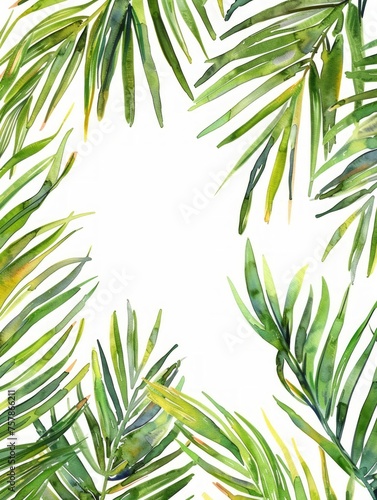 Tropical Paradise  Palm Leaf Border for P. Generative AI