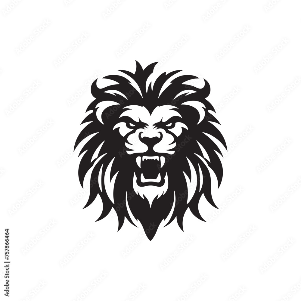 Vector Lion Silhouette Roaring with Intensity in Striking Anger for Graphic Design and Illustration Projects., Angry lion vector, Roaring lion Illustration.