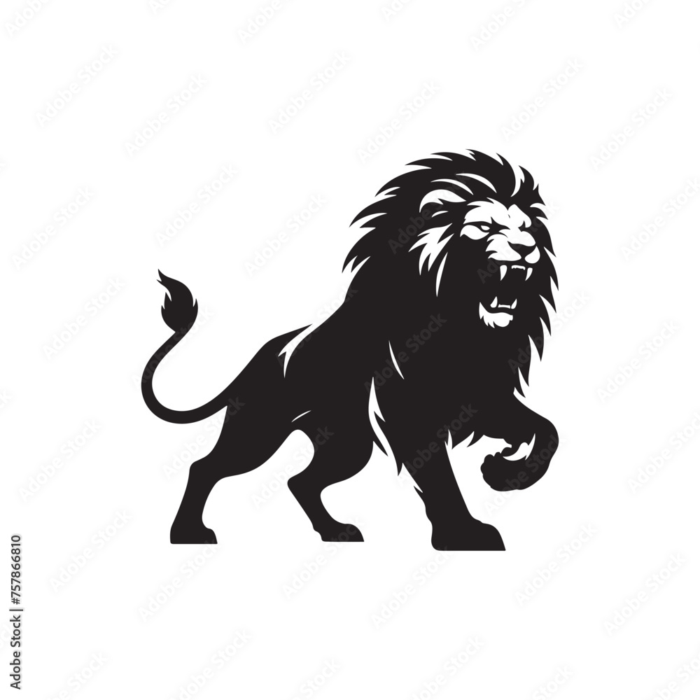 Fototapeta premium Vector Lion Silhouette Roaring with Intensity in Striking Anger for Graphic Design and Illustration Projects., Angry lion vector, Roaring lion Illustration.