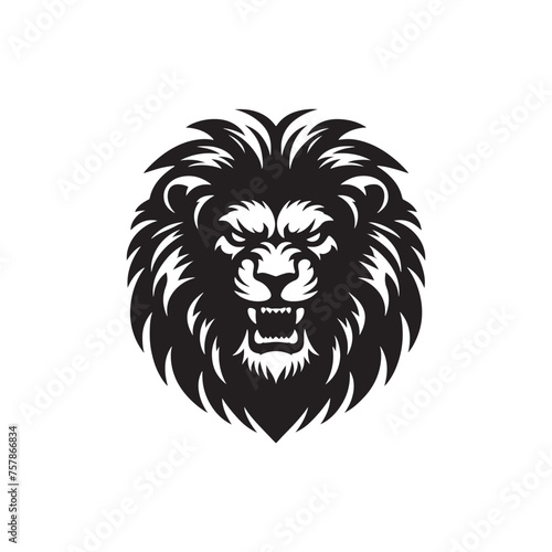Vector Lion Silhouette Roaring with Intensity in Striking Anger for Graphic Design and Illustration Projects.  Angry lion vector  Roaring lion Illustration.