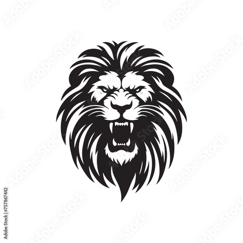 Wallpaper Mural Vector Lion Silhouette Roaring with Intensity in Striking Anger for Graphic Design and Illustration Projects., Angry lion vector, Roaring lion Illustration. Torontodigital.ca