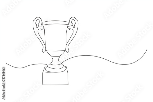 winner  trophy cup continuous  one line drawing. Trophy cup line art vector illustration. Editable stroke.
