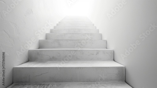 A stark  minimalist staircase leading upwards  suggesting progression and potential in simplicity