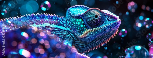 Chameleon Chic  A Glowing  Colorful  and Eye-Catching Portrait Generative AI