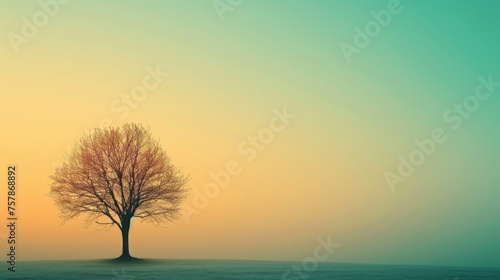 Against a gradient sky stands a solitary tree  epitomizing simplicity and solitude