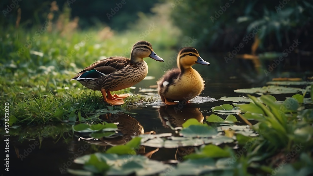 Cute ducks is in nature Cute ducks is in nature