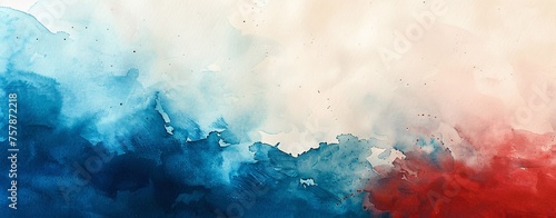 Watercolor Painting of a Cloudy Sky with Blue and Red Hues Generative AI