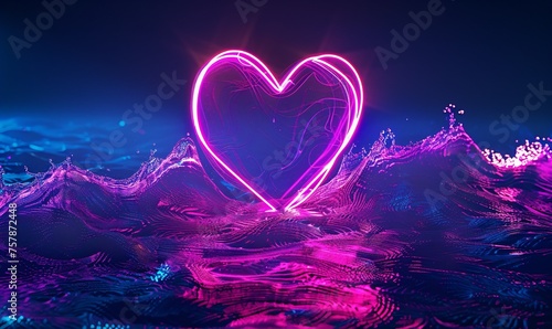 Pink Heartbeat in the Ocean: A Neon-Lit Tribute to Love in the Month of Valentine's Generative AI