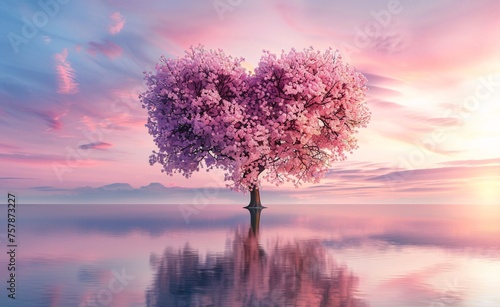 Pink Blossoms in the Ocean A Heartwarming Tribute to Love and Spring Generative AI