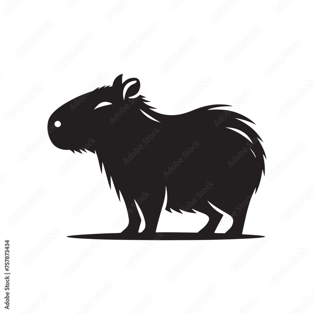 Fototapeta premium Cute Capybara: Capybara vector Silhouette Illustration for Nature, Wildlife, and Animal Enthusiasts, Capybara Vector, Capybara Illustration.