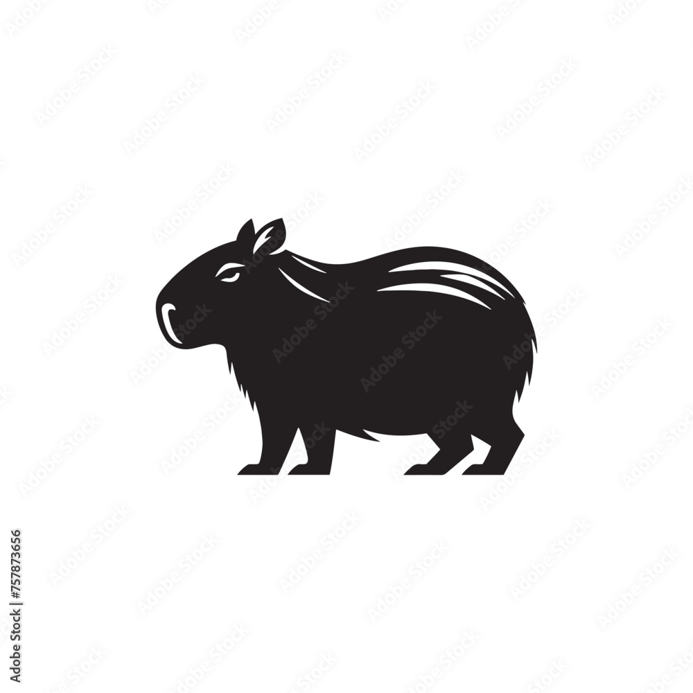 Obraz premium Cute Capybara: Capybara vector Silhouette Illustration for Nature, Wildlife, and Animal Enthusiasts, Capybara Vector, Capybara Illustration.