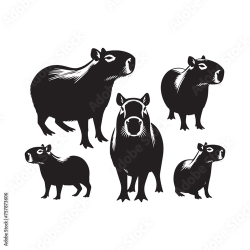 Cute Capybara: Capybara vector Silhouette Illustration for Nature, Wildlife, and Animal Enthusiasts, Capybara Vector, Capybara Illustration.