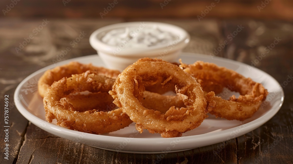 Fried O's with Ranch Dip A Tasty Treat for National Onion Ring Day Generative AI