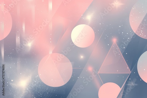 Pink and Blue Abstract Background With Circles and Stars