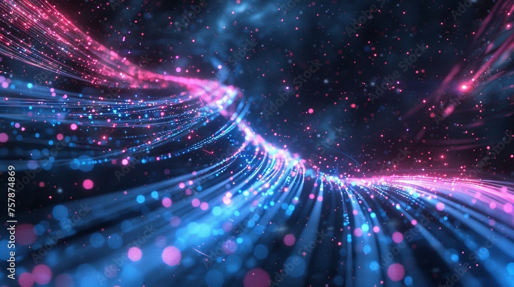 Obraz premium Glowing Galaxy: A Pink and Blue Nebula in the Night Sky Generative AI