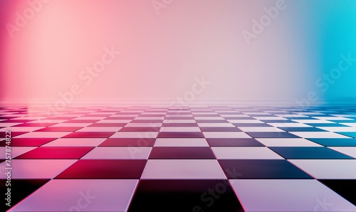 Pink and Blue Checkered Tiles: A Modern Take on a Classic Design Generative AI