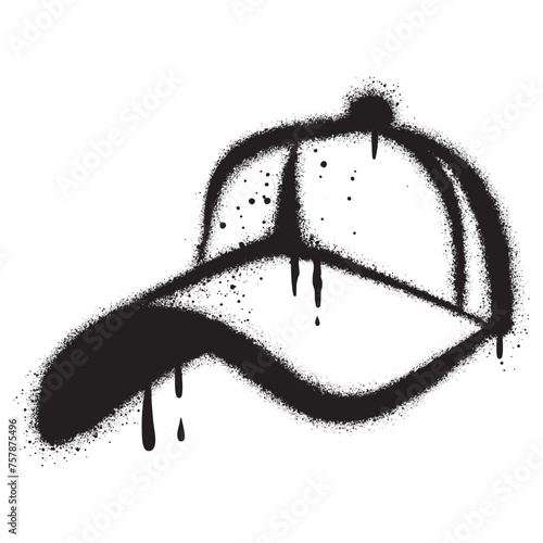 Graffiti hat with black spray paint.vector illustration.